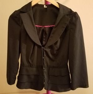 Maurices Black Blazer with Ruffle Hem